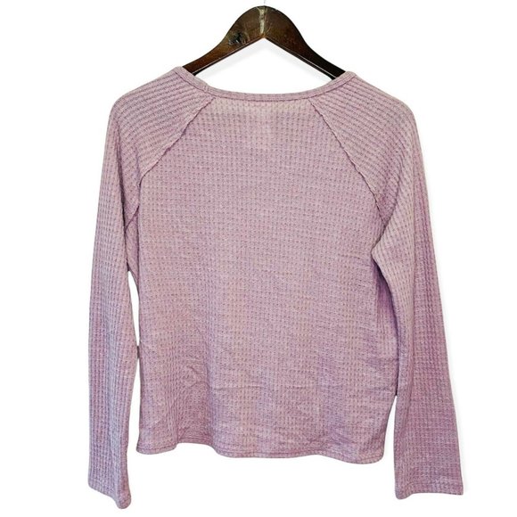 Treasure And Bound Women's Size XL (14/16) Waffle Knit Knot Front Purple Top - Picture 2 of 8